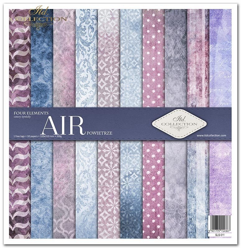 Scrapbooking-Papierset Air Four Elements 10 Bögen 31x32cm 200g/m²