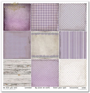 Scrapbooking-Papier Set Provence Lavender lila  31x32cm 200 g/m2 11 Blatt