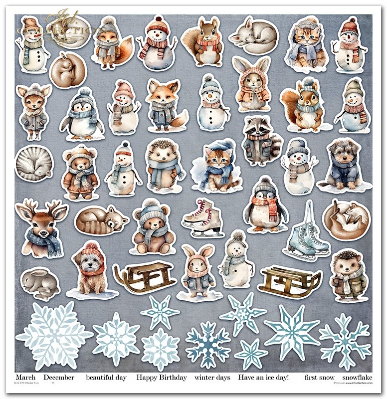 Scrapbookingpapier-Set Winterspaß 310x320 mm 11 Blatt