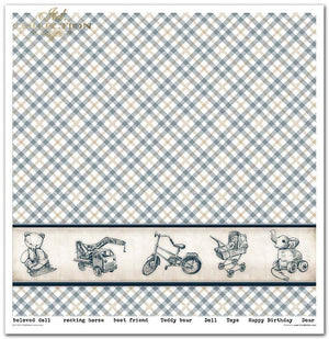 Scrapbooking Papier Set Kindheitserinnerungen blau 10 Bögen 31x32cm 200g/m²