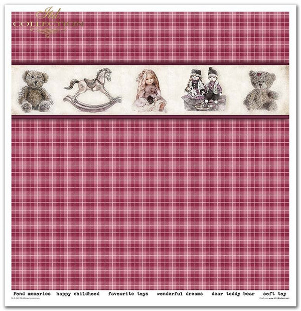 Scrapbooking-Papierset Kindheitserinnerungen rosa 10 Bögen 31x32cm 200g/m²