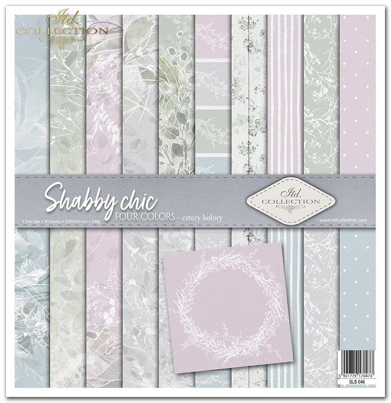 Scrapbooking-Papierset Shabby Chic 10 Bögen 31x32cm 200g/m²