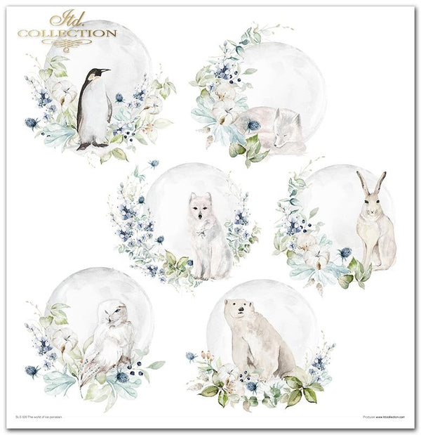 Scrapbooking-Papier-Set „Die Welt des Eises“, Porzellan, 10 Stück/Packung, 30 x 30 cm, 200 g