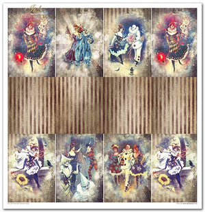 Scrapbooking Papierset Karneval - Pierrot in Love 10 Bögen 31x32cm 200g/m²