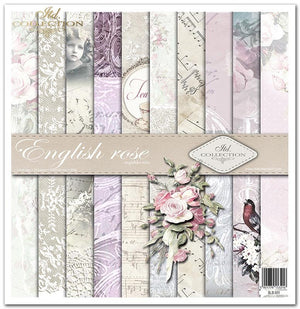 Scrapbooking-Papier-Set Englische Rose 31x32cm 10 Bögen