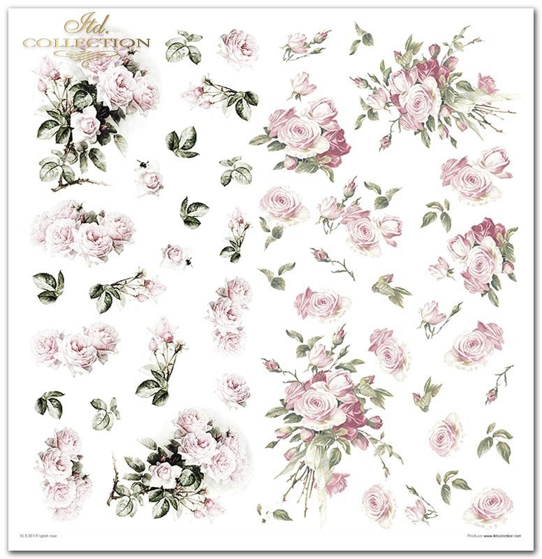 Scrapbooking-Papier-Set Englische Rose 31x32cm 10 Bögen