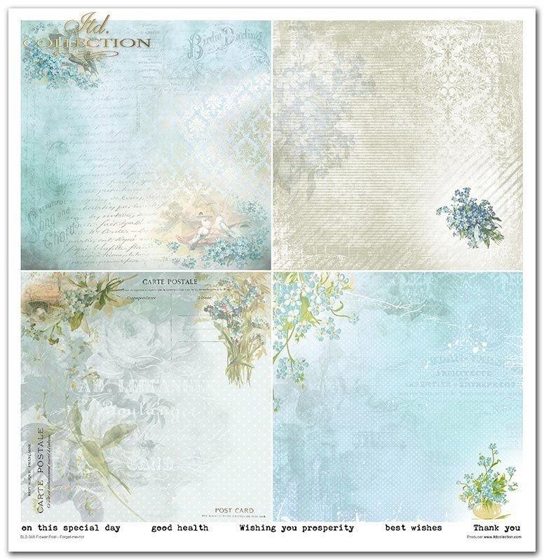 Scrapbooking-Papierset Blumenpost Vergissmeinnicht 10 Bögen 31x32cm 200g/m²