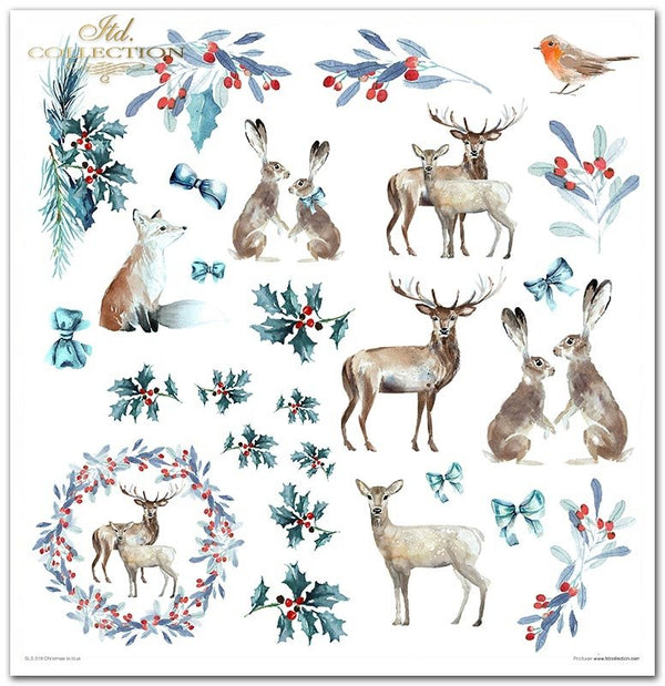 Scrapbooking-Papier Set  Christmas in blue 10 Stk/Pkg. 30x30cm 200g