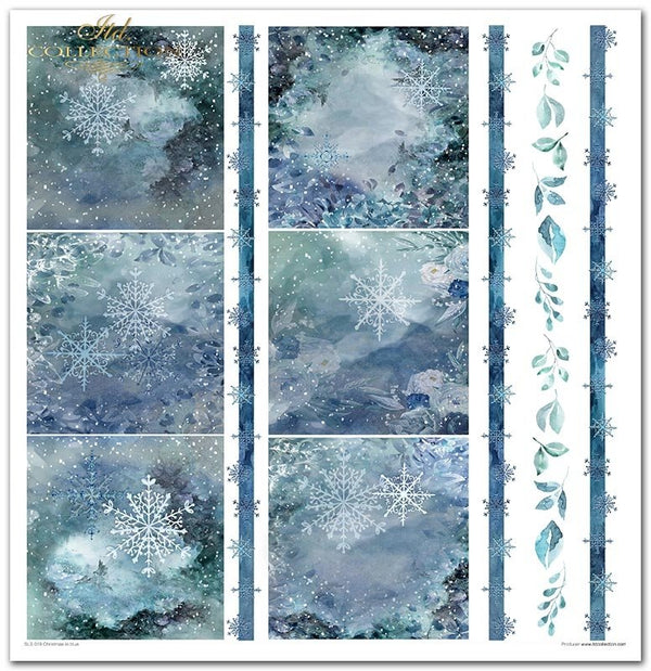Scrapbooking-Papier Set  Christmas in blue 10 Stk/Pkg. 30x30cm 200g
