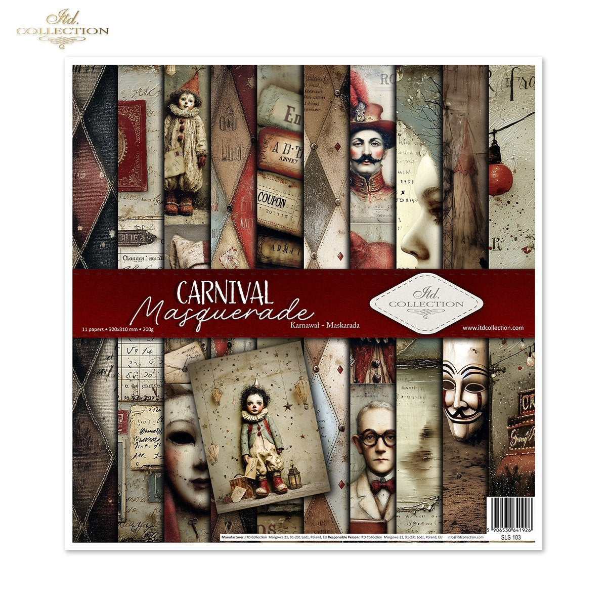 Scrapbooking-Papier Set Carnival - Masquerade 200 g/m2 310x320mm 11 Bögen