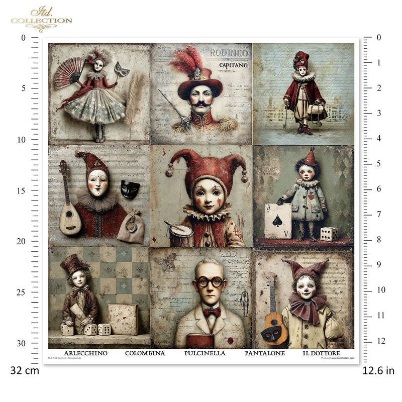 Scrapbooking-Papier Set Carnival - Masquerade 200 g/m2 310x320mm 11 Bögen