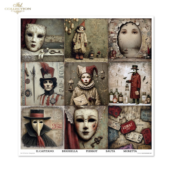 Scrapbooking-Papier Set Carnival - Masquerade 200 g/m2 310x320mm 11 Bögen