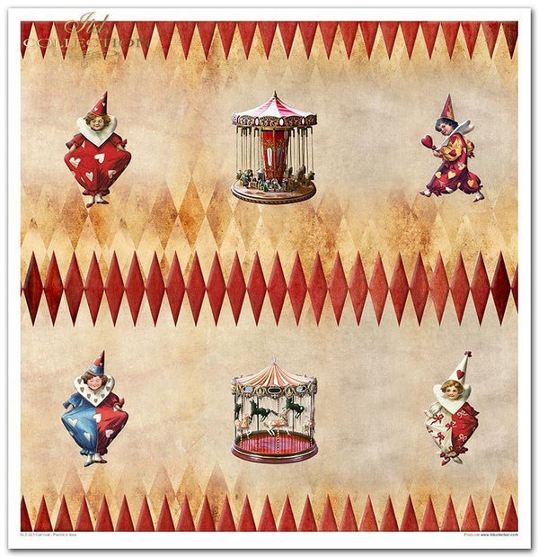 Scrapbooking Papier Set Carnival - Pierrot in Love 10 Bögen 31x32cm 200g/m²
