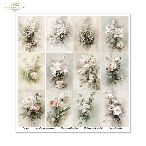 Scrapbooking-Papier Set Written in Flowers vol. 1 200 g/m2 310x320mm 11 Bögen