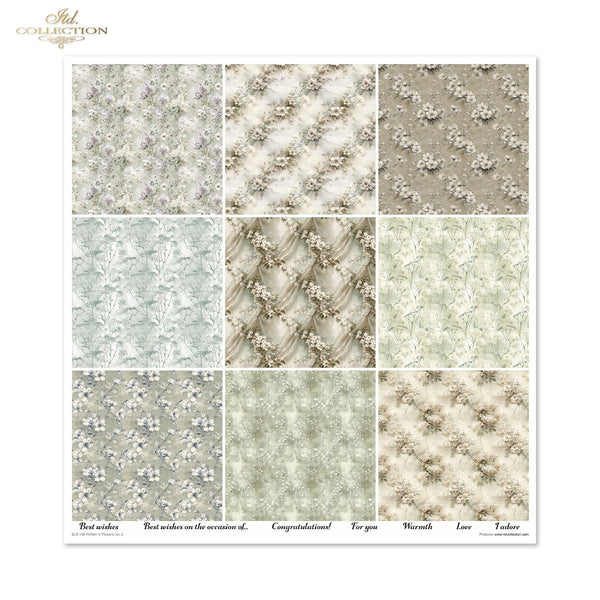 Scrapbooking-Papier Set Written in Flowers vol. 2 200 g/m2 310x320mm 11 Bögen