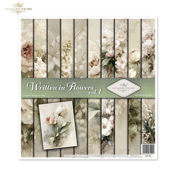 Scrapbooking-Papier Set Written in Flowers vol. 1 200 g/m2 310x320mm 11 Bögen