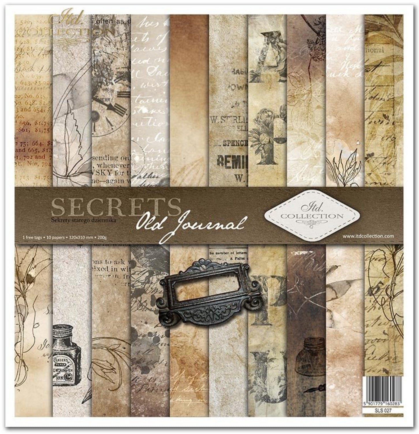 Scrapbooking-Papier-Set „Old Journal Secrets“, 10 Stück/Packung, 30 x 30 cm, 200 g