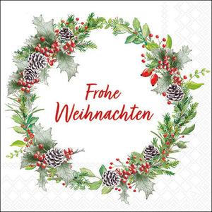 Ambiente Lunch Servietten Weihnachtskranz weiß FSC Mix 33x33cm 20 Stück / Packung