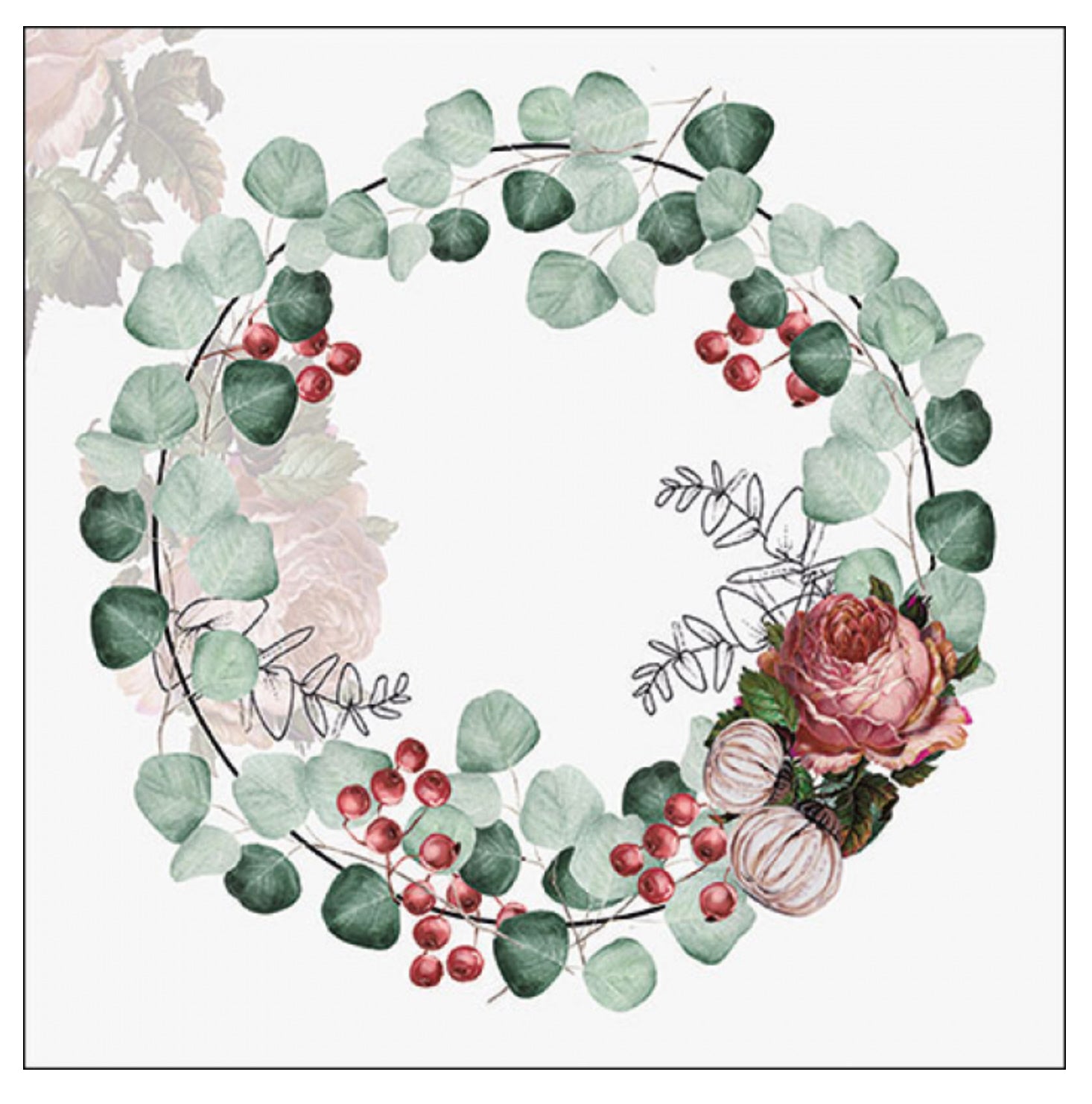 Ambiente Servietten Kranz aus Eukalyptus grau 33x33cm 20 Stück/Verpackung