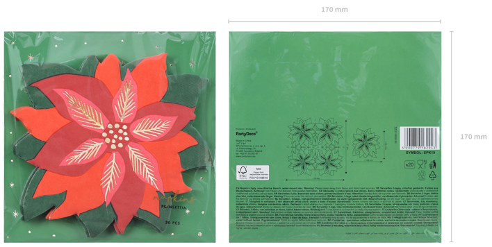 Serviette Weihnachtsstern, Servietten 20 Stück 14,5 x 15,5 cm