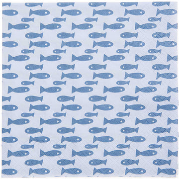 YEY! Let's Party Servietten Mermaid Fische blau 33x33cm 20 Stück