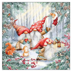 Ambiente Servietten Gnomes Snowy Forest 33x33cm 20 Stück/Packung