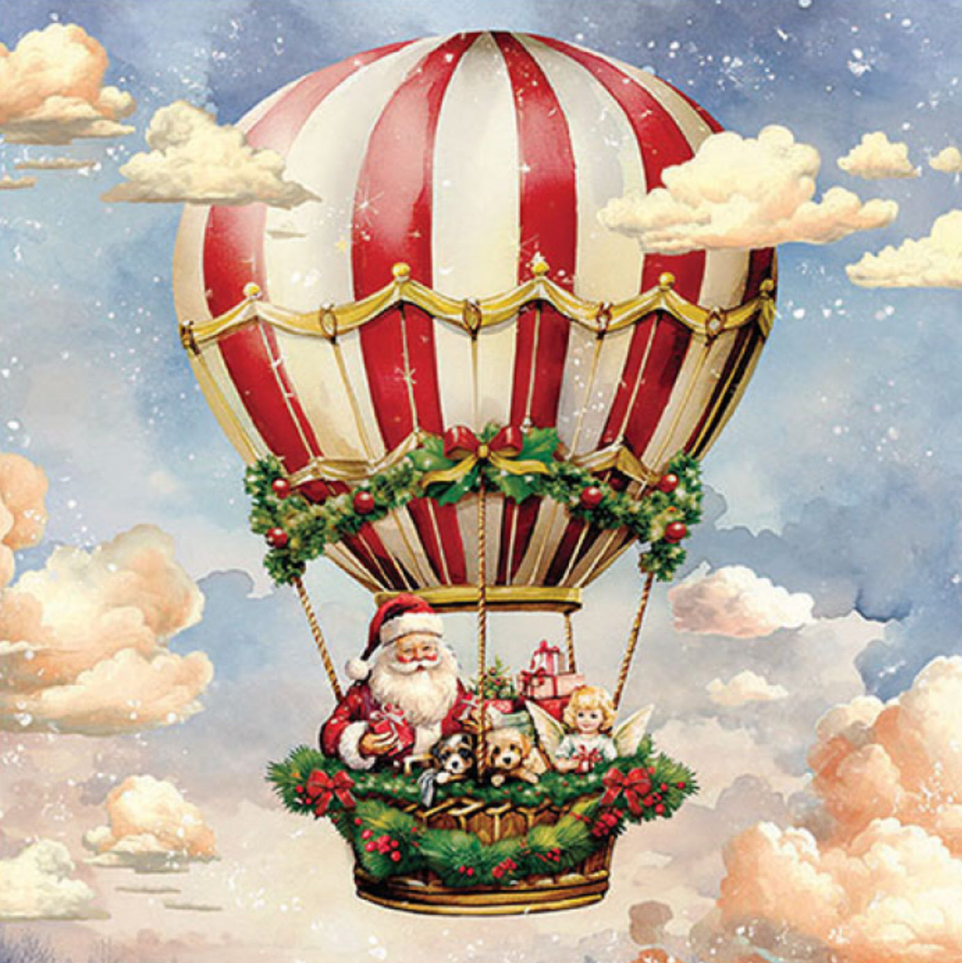 Ambiente Servietten Santas Air Balloon FSC Mix 33x33cm 20 Stück/Verpackung