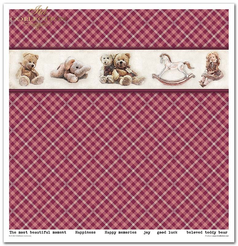 Scrapbooking-Papierset Kindheitserinnerungen rosa 10 Bögen 31x32cm 200g/m²