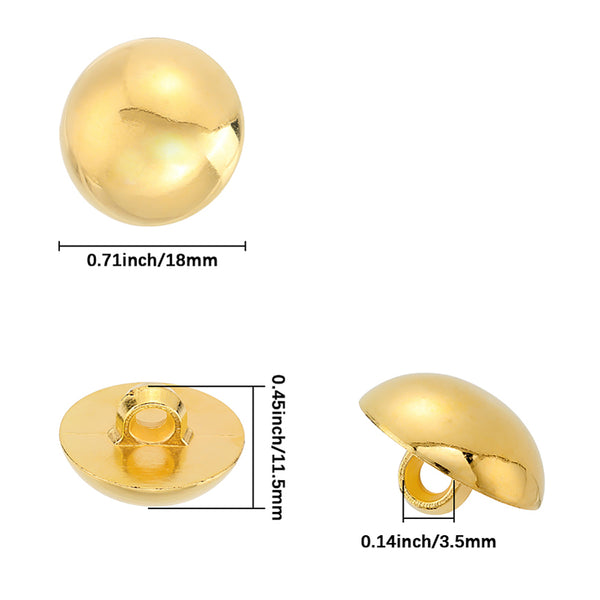 Shank Button Acrylknöpfe halbrund gold mit Öse 18x11,5mm 5 Stück