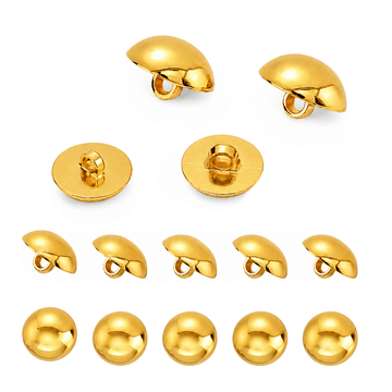 Shank Button Acrylknöpfe halbrund gold mit Öse 18x11,5mm 5 Stück