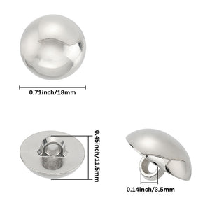 Shank Button Acrylknöpfe halbrund platin mit Öse 18x11,5mm 5 Stück