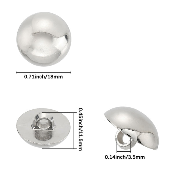 Shank Button Acrylknöpfe halbrund platin mit Öse 18x11,5mm 5 Stück