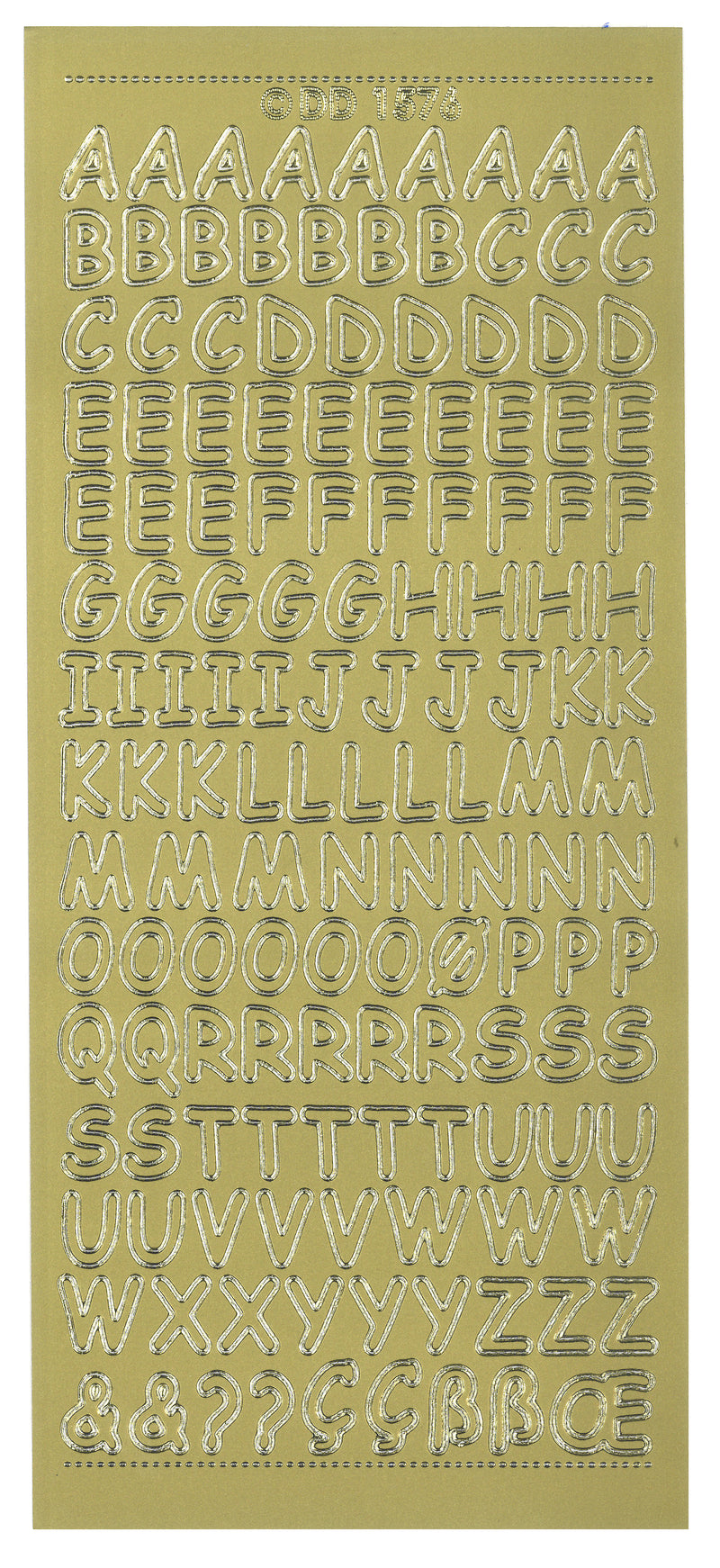Glänzende Umrissaufkleber Buchstaben rund 10x23cm