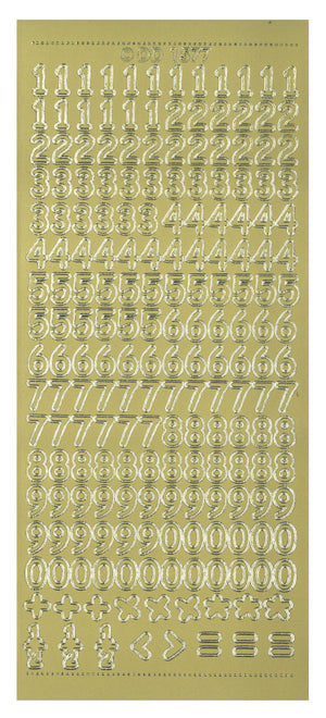 Shiny Outline Stickers Zahlen abgerundet 10x23cm 1 Bogen