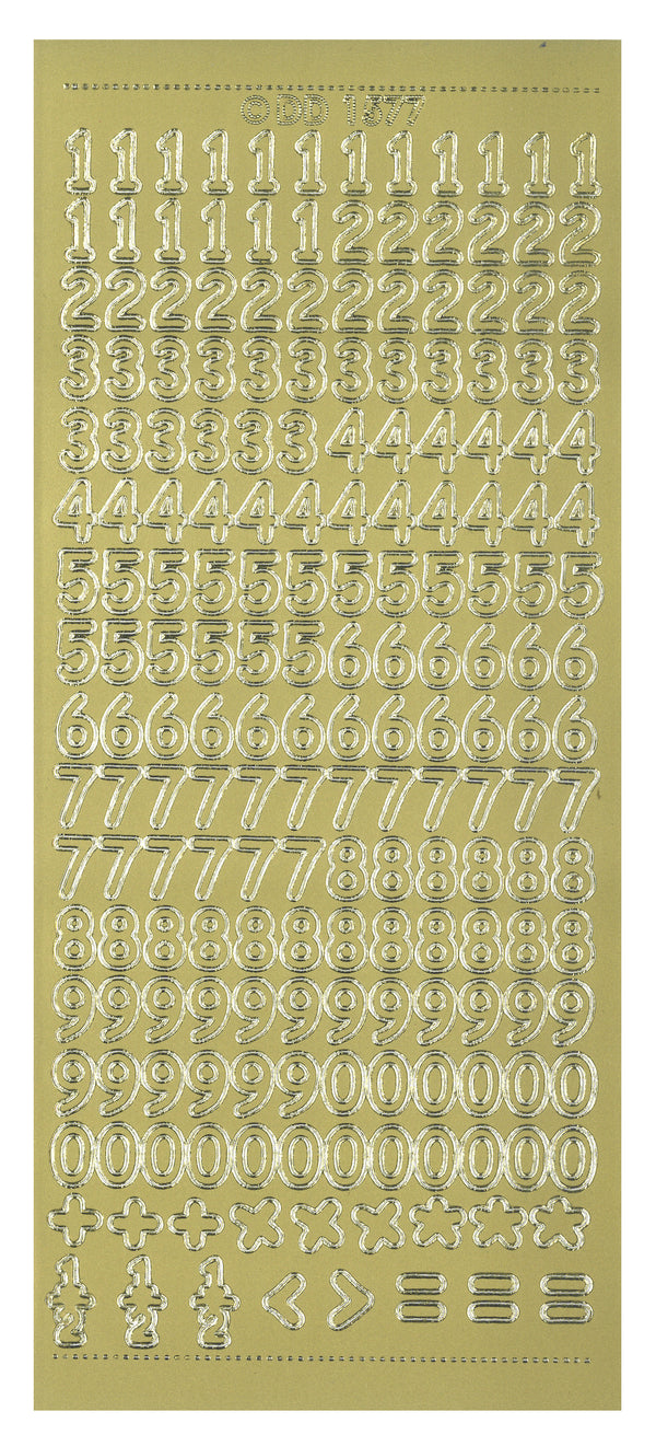 Shiny Outline Stickers Zahlen abgerundet 10x23cm 1 Bogen