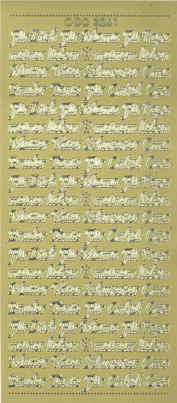 Konturensticker Schriften "Für Dich" 23x10cm 1 Bogen