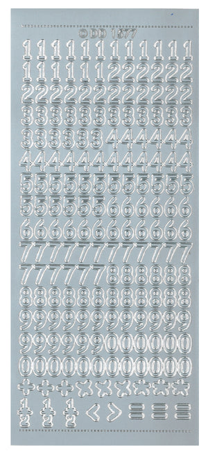 Shiny Outline Stickers Zahlen abgerundet 10x23cm 1 Bogen