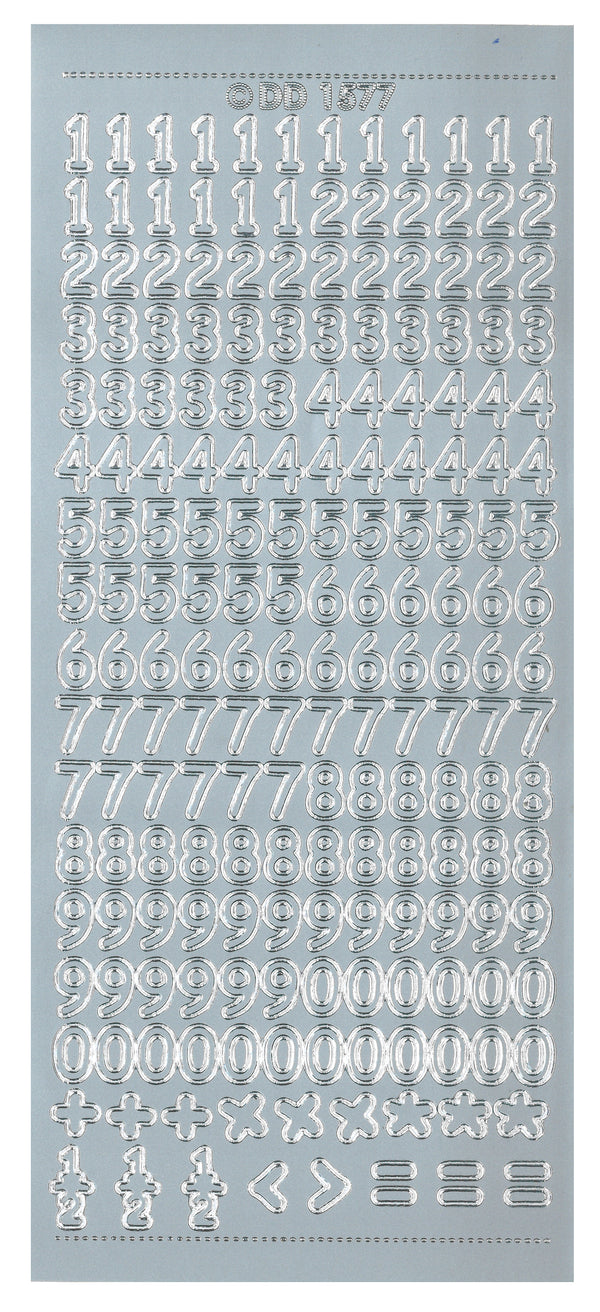 Shiny Outline Stickers Zahlen abgerundet 10x23cm 1 Bogen