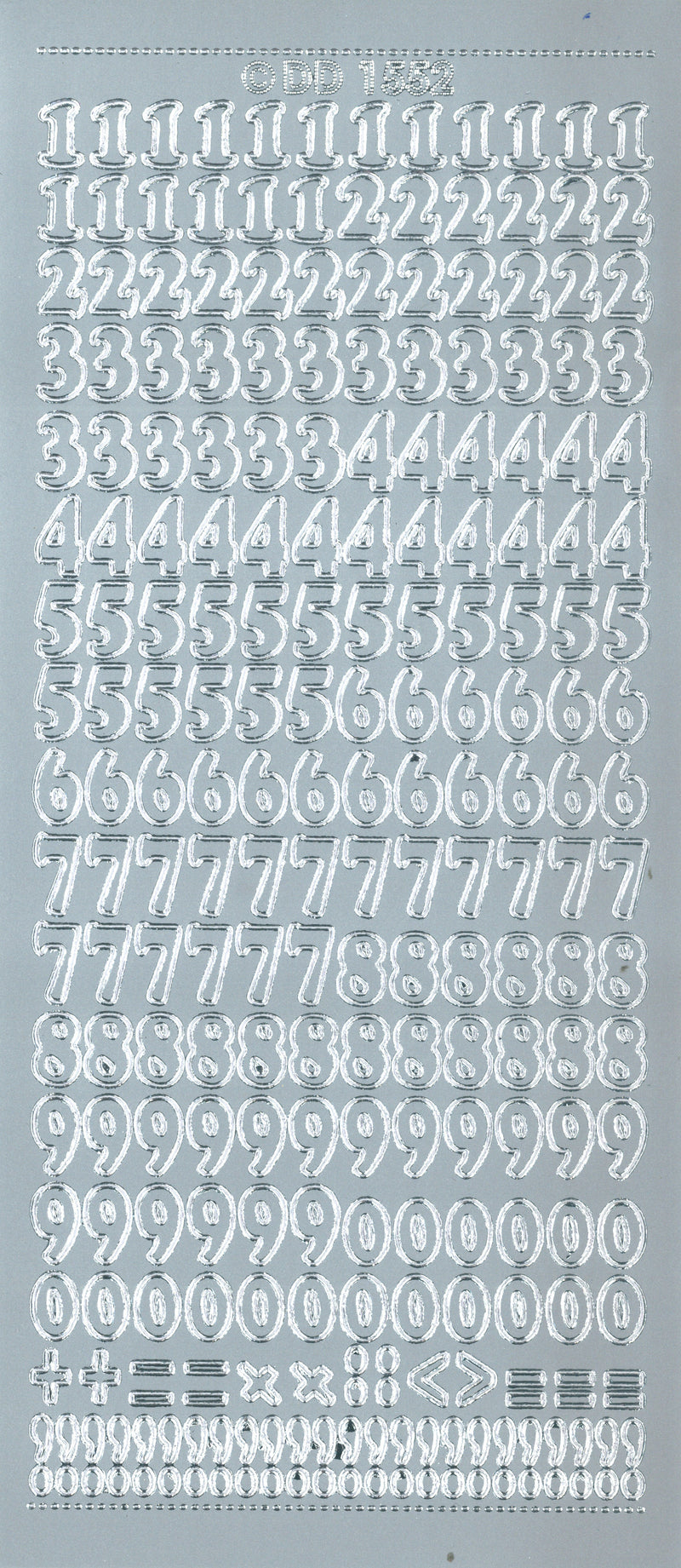 Glänzende Umrissaufkleber Zahlen 1 Bogen 23x10cm