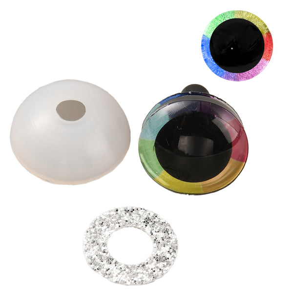 Sicherheitsaugen Regenbogen Glitzereinlagen 15mm 2 Paar