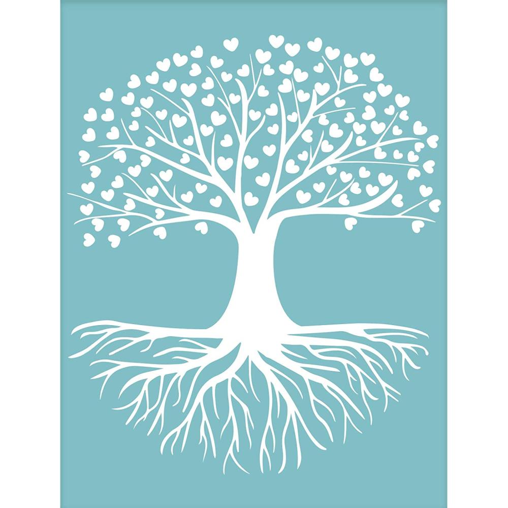 Siebdruckschablone Baum selbstklebend wiederverwendbar 22x28cm