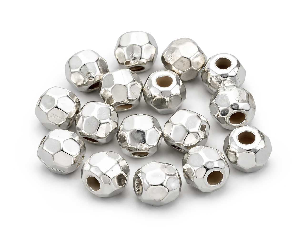 Acrylperle facettiert rund silber 8x7mm 70 Stk./Dose