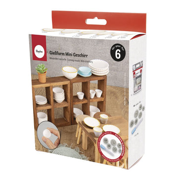 Silikon-Gießform Set Mini Geschirr 6tlg. inkl. Pipette