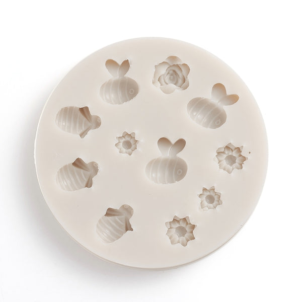 Silikon-Pressform Bienen und Blümchen 90x12mm