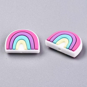 Silikonperle Regenbogen lebensmittelecht 18x25x9mm 1 Stück