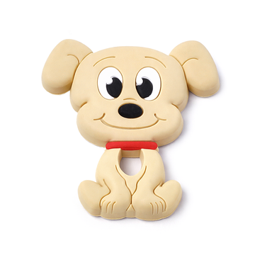 Schnuller-Silikon Hund beige Beißring 9cm
