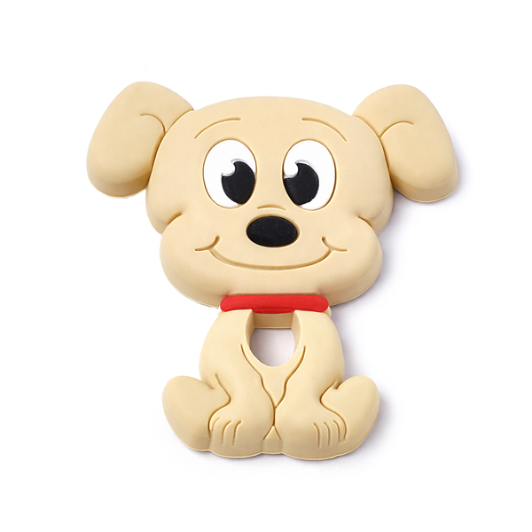 Schnuller-Silikon Hund beige Beißring 9cm