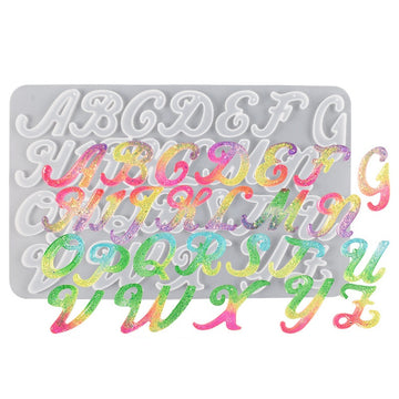 Silikongießform Buchstaben Kalligraphie A-Z 155x90x6mm