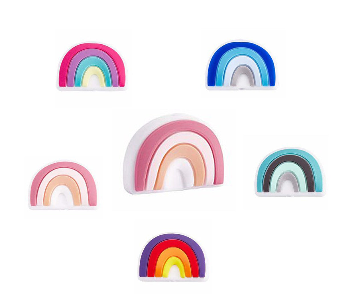 Silikonperlen Regenbogen bunt 2,5x1,75cm 1 Stück