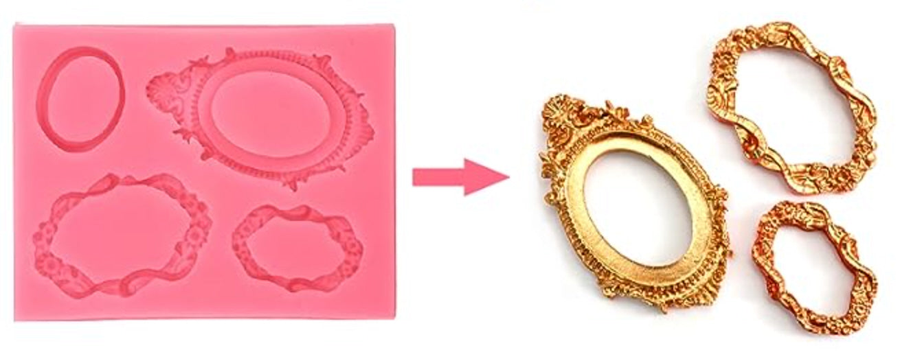 Silikonpressform Bilderrahmen Vintage 4 Designs 84x86x9mm